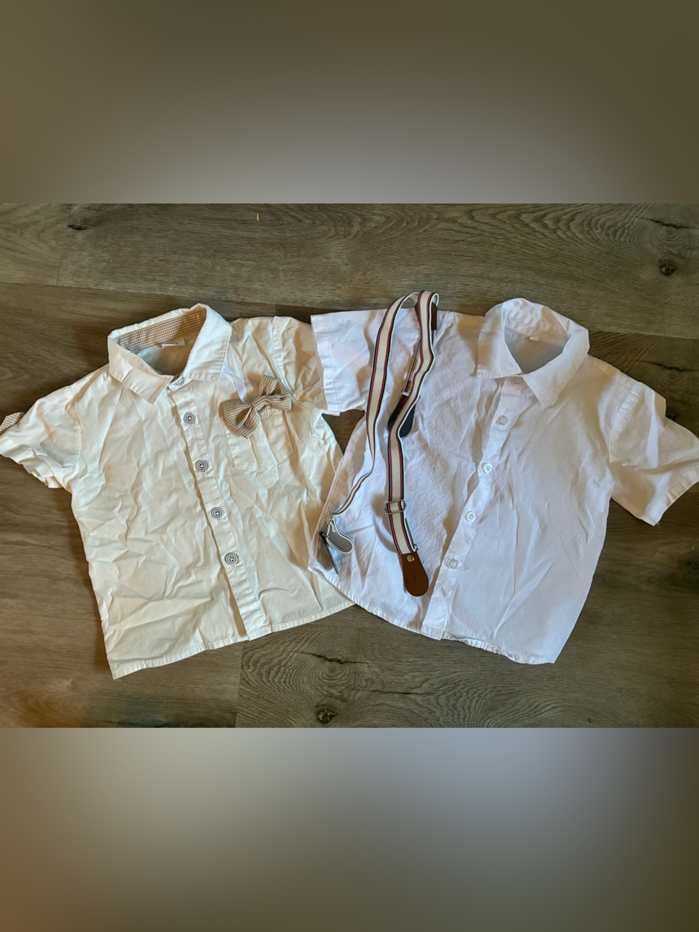 Toddler Button Up Shirts with Bow Tie and Suspenders